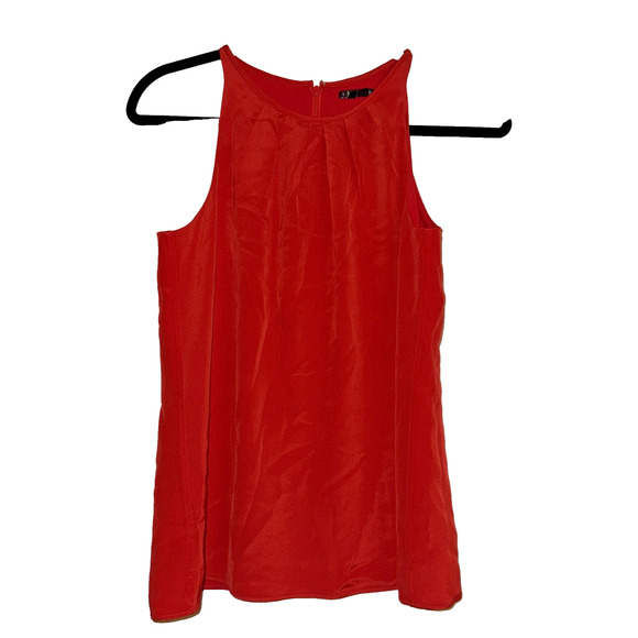Theory Silk Sleeveless Top Size Petite Red Halter Neck Blouse Designer - Picture 1 of 8